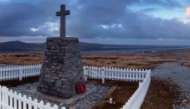 A war memorial in the Falkland Islands