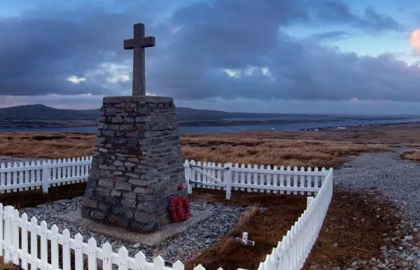 A war memorial in the Falkland Islands