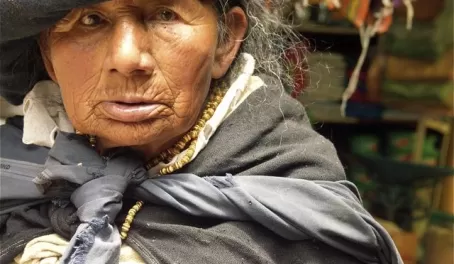 Lines of Otavalo-Market panhandler