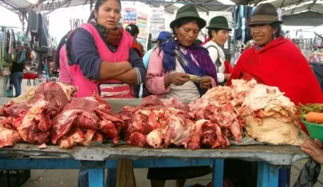 Butcher Babes selling cow heads turned inside out