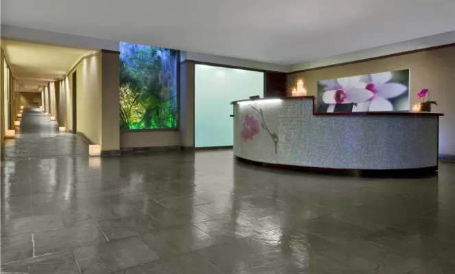 The front desk of the spa at the Sheraton.