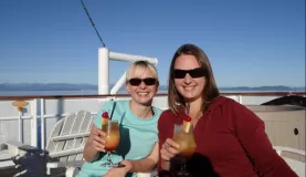 enjoying cocktail hour on deck