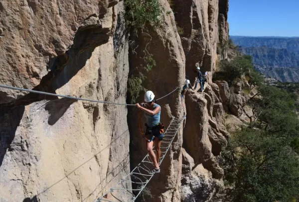 Scale the cliff sides with ease using the equipment provided.