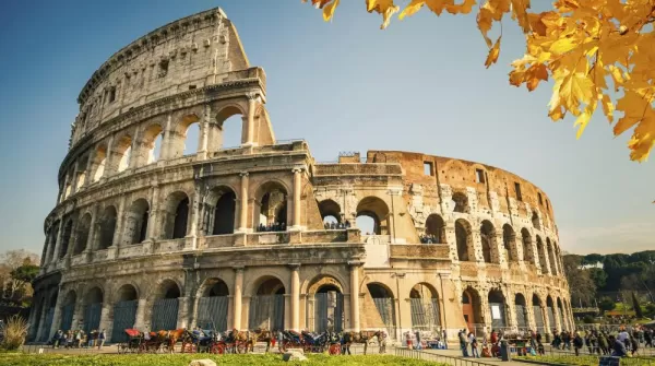 The Roman Colosseum in autumn