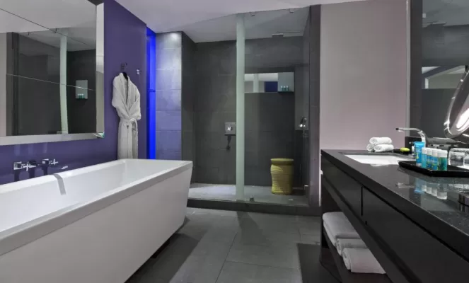 The luxurious and modern bathroom of the Wonderful Rooms.