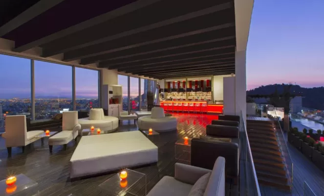 The rooftop Red2One bar is perfect for enjoying a drink and the view.