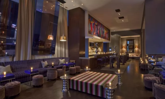 Have a delicious cocktail in the uniquely designed surroundings of the Whiskey Blue.