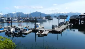 The view of a harbor town in Alaska