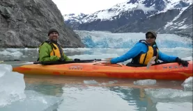 Kayaking around the glacier