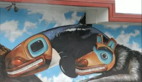 A mural that reflects the native art of Alaska