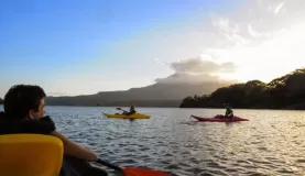 Kayaking right before sunset.