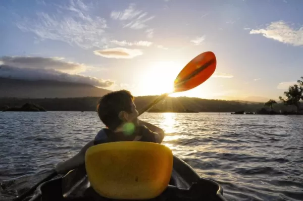 Kayaking into the sunset.