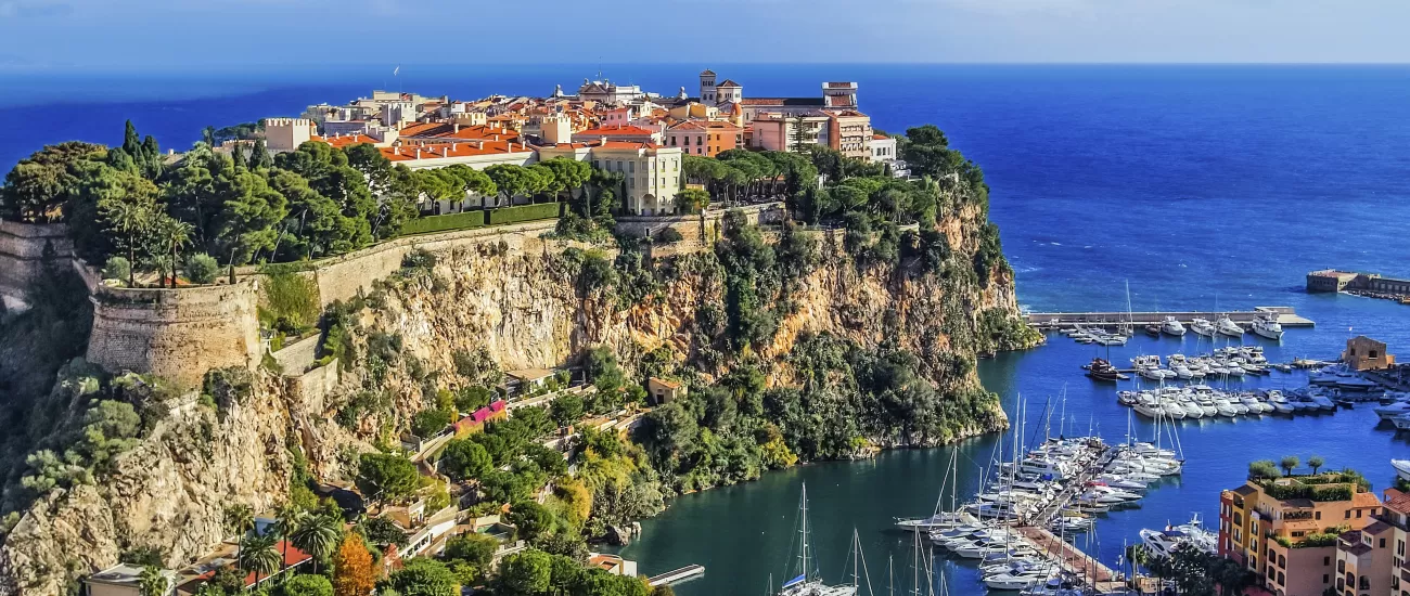 Part of the beautiful French Riviera, Monaco sits high on a cliff.