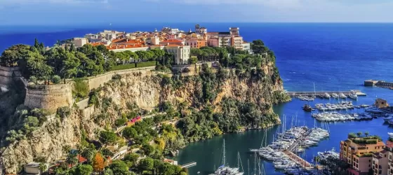 Part of the beautiful French Riviera, Monaco sits high on a cliff.