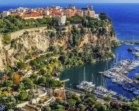 Part of the beautiful French Riviera, Monaco sits high on a cliff.