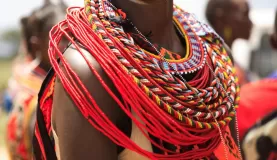 A close up of a type of traditional dress worn in Africa.