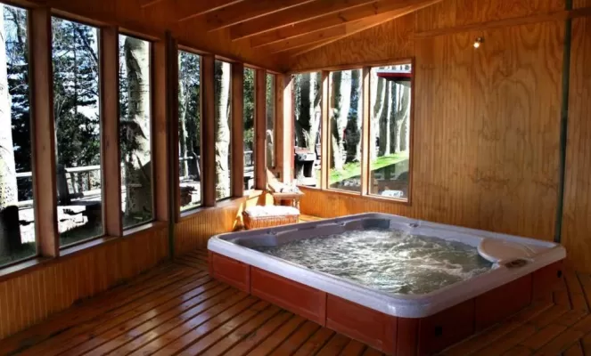 Enjoy a nice dip in the jacuzzi after a great day of skiing.