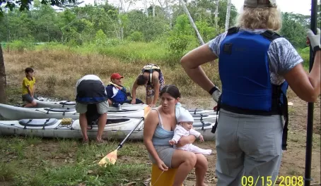 Praparing to kayak in the Amazon