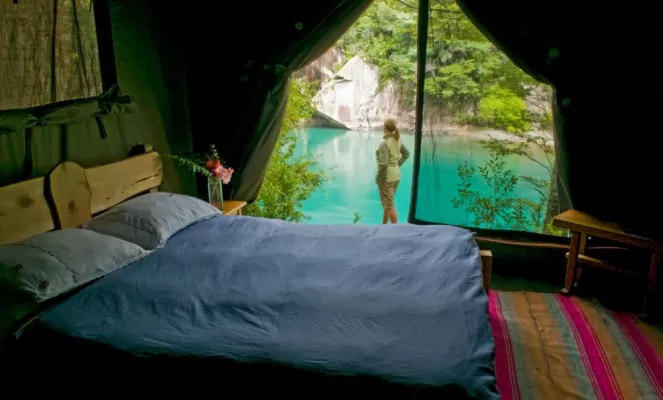 The unique camp rooms at the Adventure Spa Base Camp