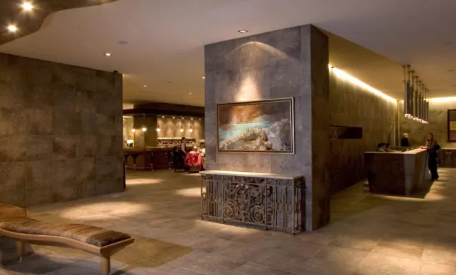 The lobby of the Cabo de Hornos Hotel