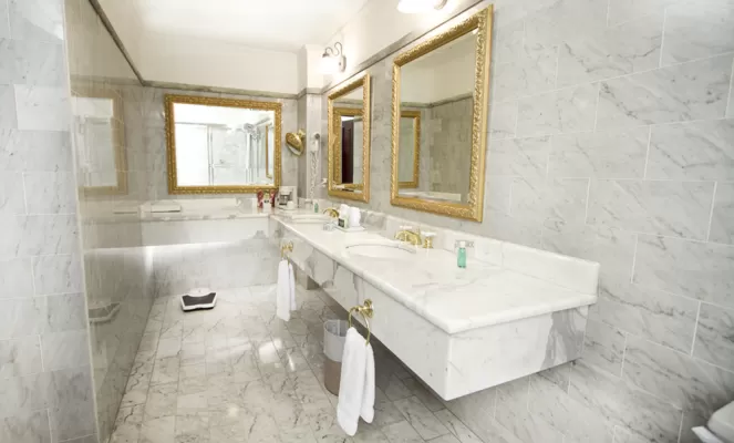 The luxurious bathrooms at the Hotel DeVille