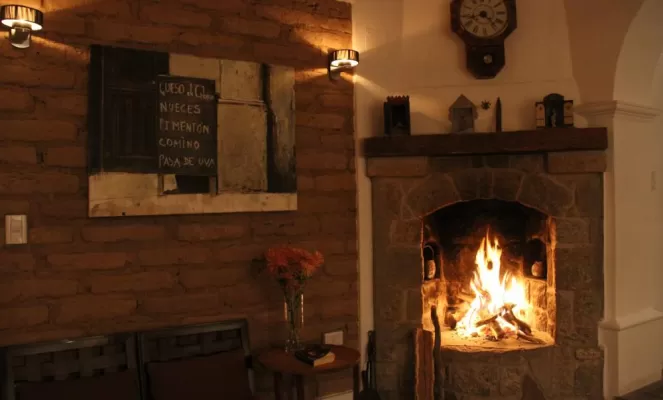 Enjoy the warm fire in the main room