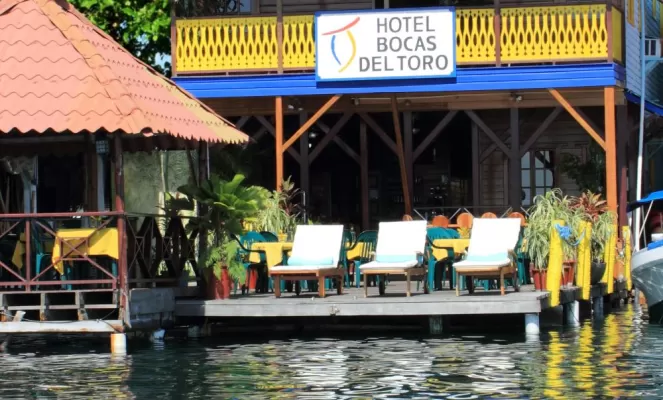 The Bocas Del Toro sits on the water