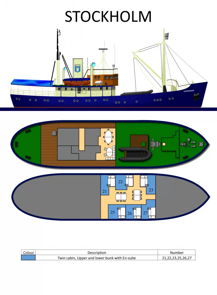 Deck plans of the M/S Stockholm