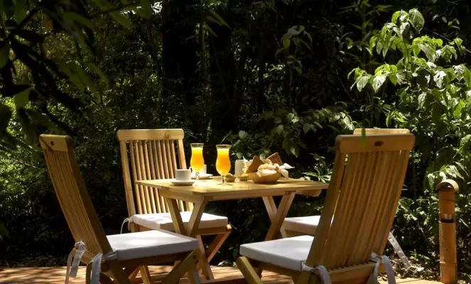 The outdoor dining area is great for breakfast