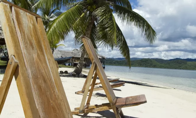 Relax on the pristine beach when staying at the Yandup Island Lodge