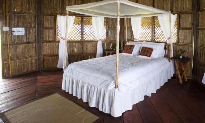 Large and cozy rooms in a unique bamboo style hut