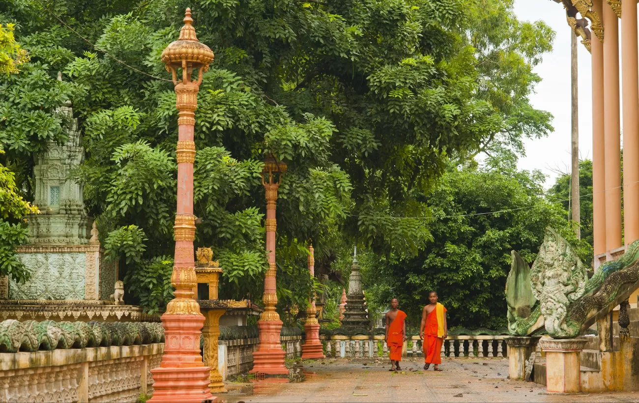 Monks outside the temple