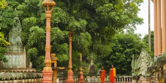 Monks outside the temple