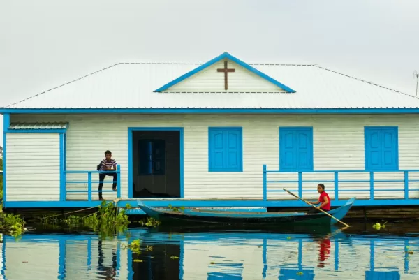 A floating church in Cambodia