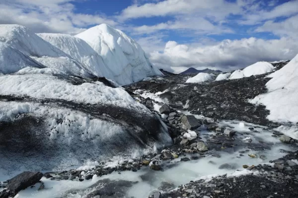 Glacier streams wind across the Alaskan landscape