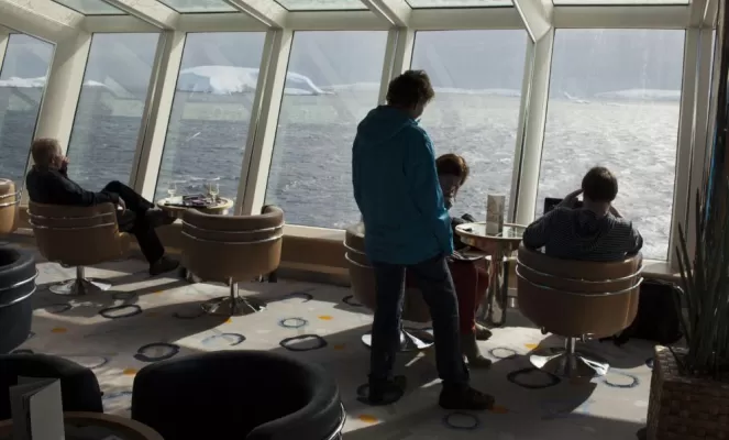 Take advantage of the large windows aboard the MS Fram