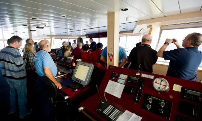 Enjoy views from the bridge as you sail on the MS Fram