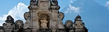Antigua architecture with volcano view