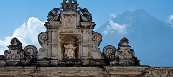Antigua architecture with volcano view