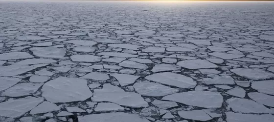 Watch the sun set over the iceber-filled Arctic Ocean.