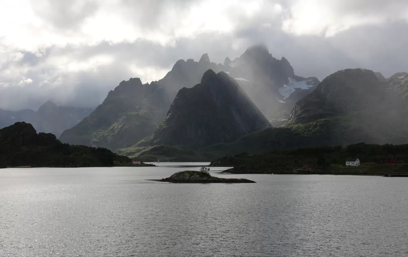 A misty morning in the Norwegian fjords