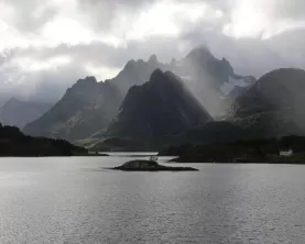 A misty morning in the Norwegian fjords