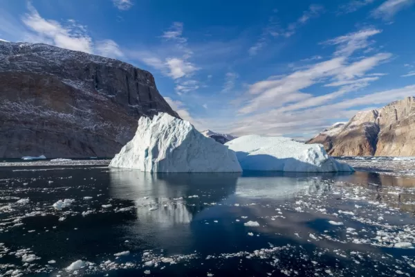 Icebergs litter the seas throughout the Arctic