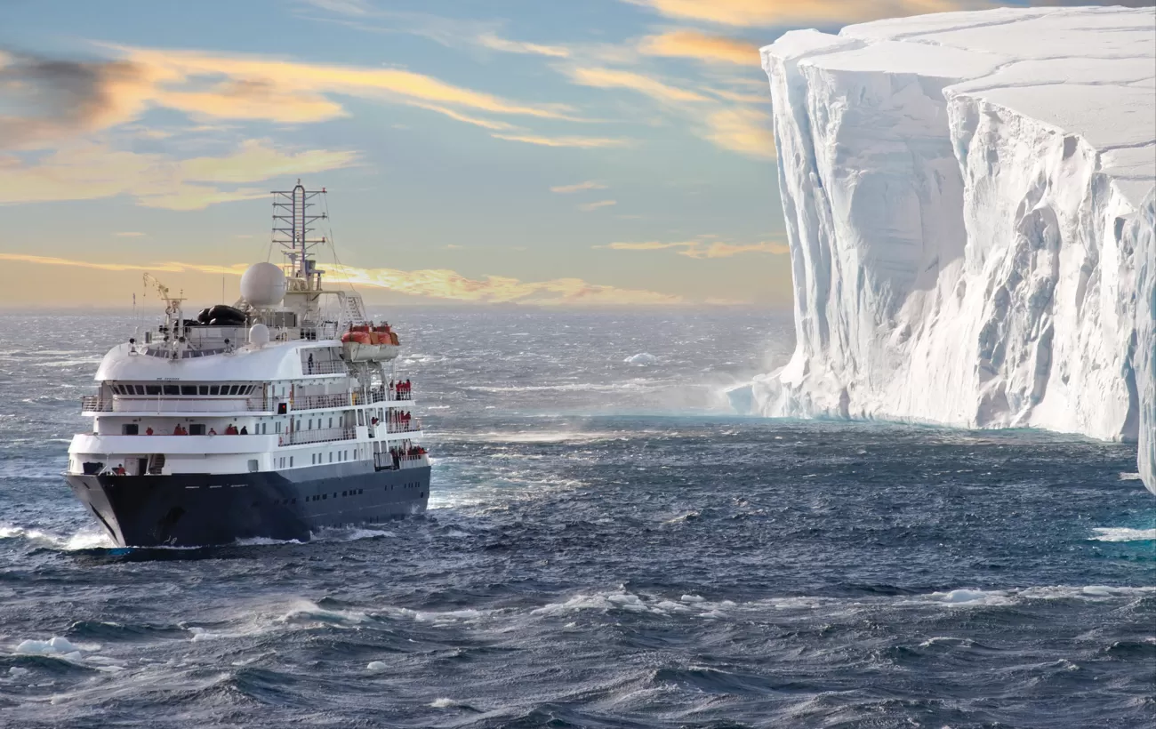 Polar ice shelves dwarf the Sea Spirit