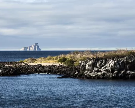 A distant view of Kicker Rock