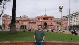 Standing in front of the Presidential building in Buenos Aires