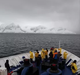 Experience some rough seas that prevented landings so we whale watched from the ship
