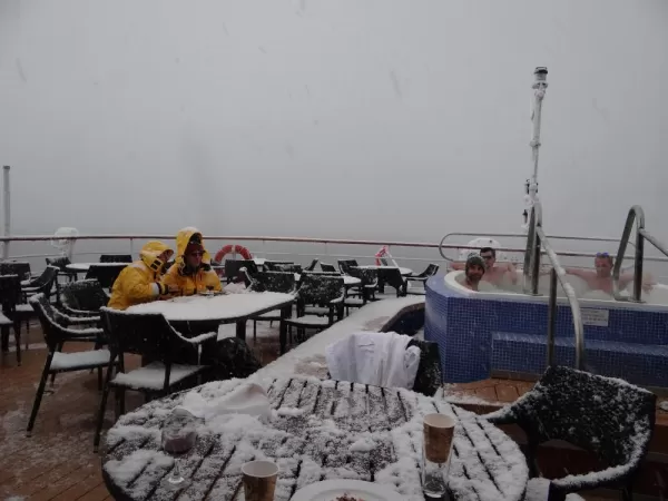 And this is the deck five minutes later. Oh weather!