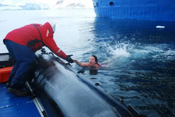 Polar Plunge: I've never been more happy to climb in a boat.