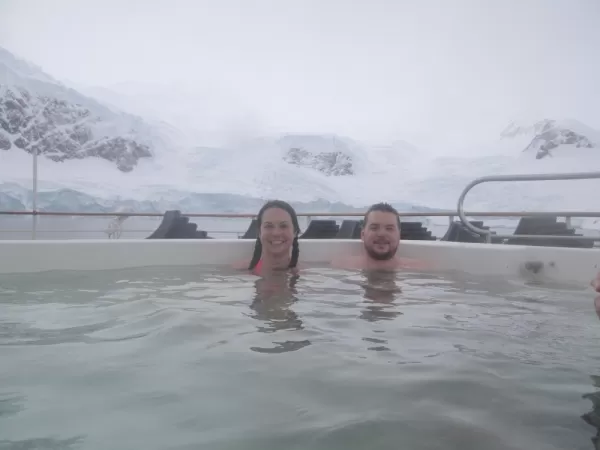 Polar Plunge: Enjoying the sweet, sweet heat of the hot tub.